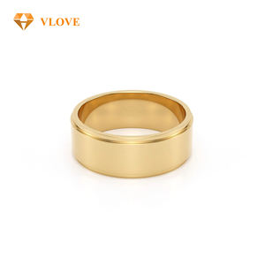 VLOVE Anello Classico di Alta Qualità per Fidanzamento e Matrimonio in Oro Giallo 14K, Bordo Piatto Lucidato, Anello per Coppia, Ideale come Regalo o per Feste - Product Image 3