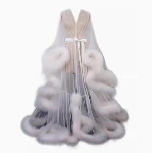 <span class=keywords><strong>Vestaglia</strong></span> Rosa Pallido con Piume, Abito <span class=keywords><strong>da</strong></span> Cerimonia Nuziale in Tulle Trasparente, Vestito <span class=keywords><strong>da</strong></span> Festa - Product Image 6