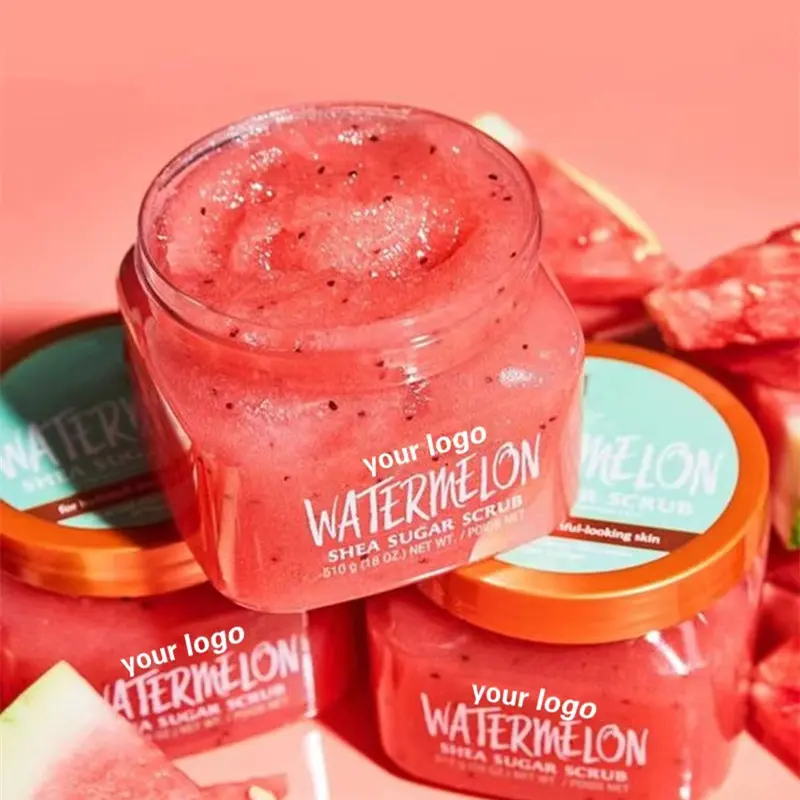 Wholesale Watermelon Body butter Organic Moisturizing Body Salt Exfoliating Watermelon Body Scrub Shea Sugar Scrub