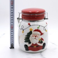 Pot à bonbons de Noël en céramique, motif personnalisable, récipient de rangement alimentaire en céramique, pot à bonbons et biscuits de Noël