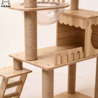 Arbre à chat et chien de luxe en bois, lin et velours, hauteur réglable, écologique, durable, design moderne, multi-plateformes, avec condo fermé en carton