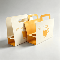 Boîte personnalisée en carton ondulé biodégradable avec poignée en papier kraft découpée, impression dorée pour café, thé, jus et cadeaux