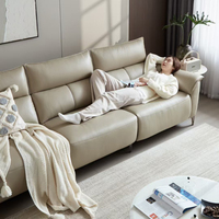 Canapé électrique inclinable en cuir pliable moderne sur mesure avec structure en bois pour home cinéma