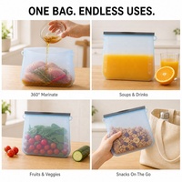 Sacs de conservation alimentaire en silicone de qualité alimentaire, réutilisables, étanches, hermétiques, adaptés au congélateur, autoportants avec marquages de mesure pour la préparation des repas