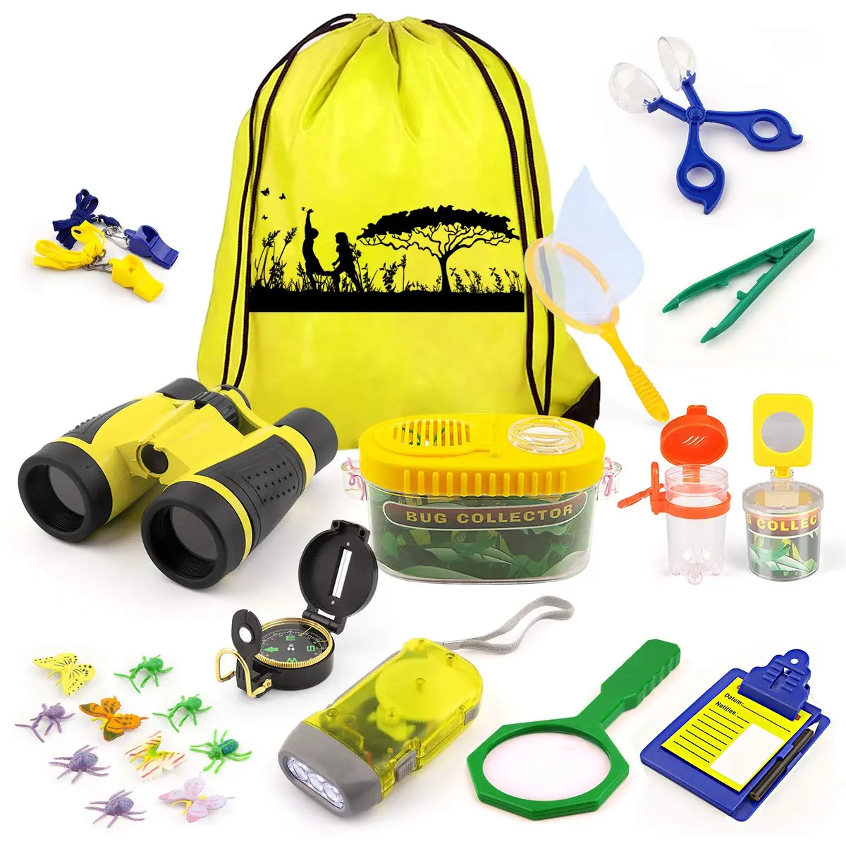 ThinkMax - Kit de explorador para niños, 27 piezas, kit de aventura al aire libre, juego de atrapa insectos con binoculares, linterna, brújula y mochila, regalo para niños y niñas de