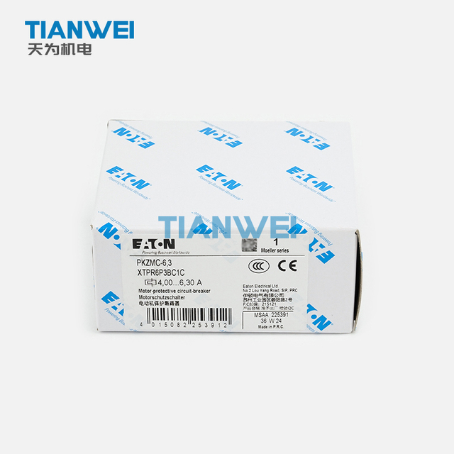 EATON PKZMC-6,3 3P Motor Protective Circuit Breaker 5-6.3A Phase Loss Sensitive DIN Rail Screw Terminal Manual Motor Starter