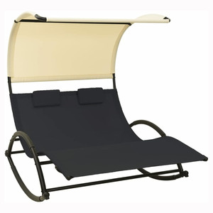 Silla de salón para 2 personas con dosel, hamaca, tumbona con 2 ruedas para patio trasero, junto a la piscina - Product Image 3