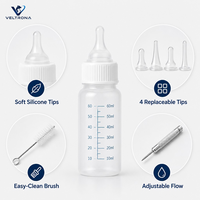 Kit d'alimentation pour animaux de compagnie 60 ml avec tétines souples en silicone pour chatons et chiots nouveau-nés, brosse de nettoyage, perforateur, sans BPA, vente en gros