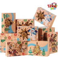 Boîte à pâtisseries de Noël en carton kraft brun pour biscuits, cupcakes, brownies