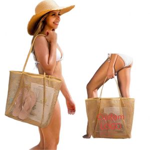 Sac fourre-tout de voyage portable en nylon résistant, couleur unie, pour femmes, pliable, pour les vacances d'été, sac à bandoulière de plage avec logo personnalisé - Product Image 1