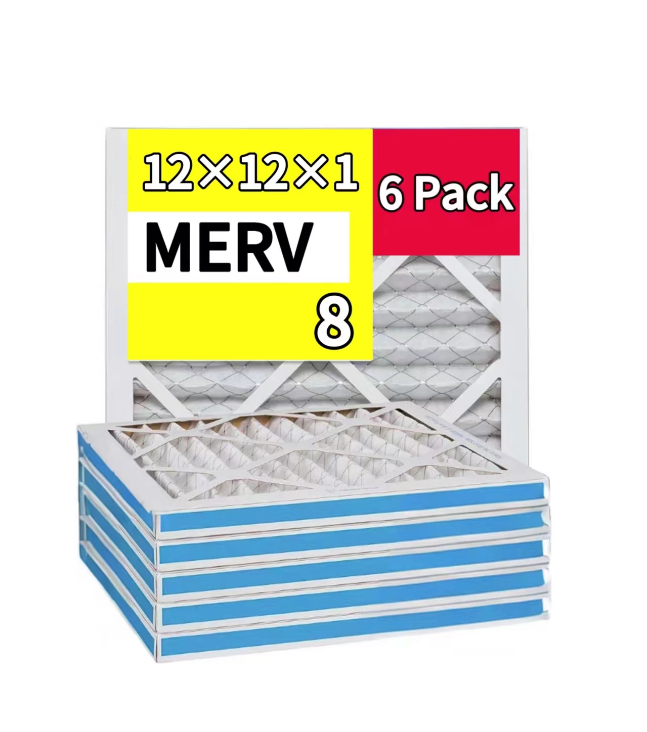 12x12x1 MERV 8 плиссированный воздушный фильтр переменного тока новый 6 упаковок фактический размер 11 3/4x11 3/4x3/4 HVAC фильтры для печи переменного тока