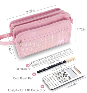 Grand étui à crayons grande capacité 3 compartiments Portable plastique fermeture éclair mignon esthétique calendrier organisateur pour adolescentes - Product Image 2
