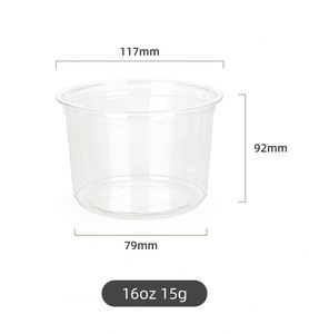 Vasos Desechables de Plástico PET para Helado y Postres, de 117 mm, 8 oz, 12 oz, 14 oz, 16 oz, 24 oz, 32 oz, con Tapa sin Orificio, Precio al por Mayor - Product Image 1