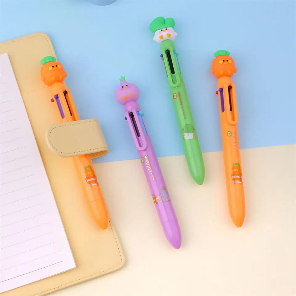 Caneta esferográfica de íon vegetal, caneta esferográfica colorida com 10 cores para as crianças, material escolar, caneta esferográfica personalizada