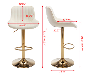 Modern Chrome Footrest Base Swivel <b>Height</b> <b>Adjustable</b> Mechanical Lifting Velvet + Golden Leg Bar <b>Stool</b> Set of 2 for Hotel Dining - Product Image 3