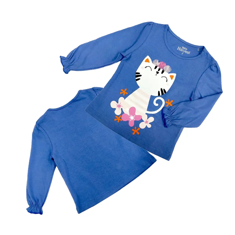 Детская футболка с длинным рукавом и цветочным принтом, с круглым вырезом
