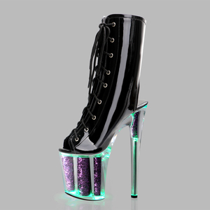 Botas de Plataforma con Cordones de 20 cm para Club Nocturno, Estilo Gladiador Punk, Color Negro, Zapatos de Pole Dance, Bailarina Exótica, <span class=keywords><strong>Flash</strong></span> Punk, Modelos de Pasarela Maduros - Product Image 1