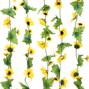 Vignes artificielles de tournesol Hanxi jaunes, 17 têtes, grandes fleurs en soie pour décoration intérieure et extérieure, style moderne et simple - Product Image 5