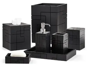 חדש עיצוב שחור קו סגנון אביזרי אמבטיה סט למלון