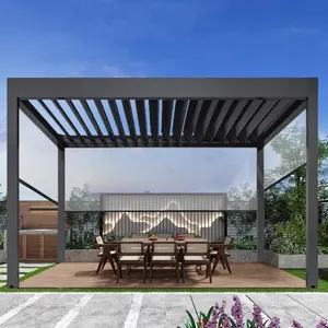 Toda la sala de Sol de aluminio Buena cantidad Muebles personalizados Patio Persiana exterior Gazebos de techo ajustables retráctiles