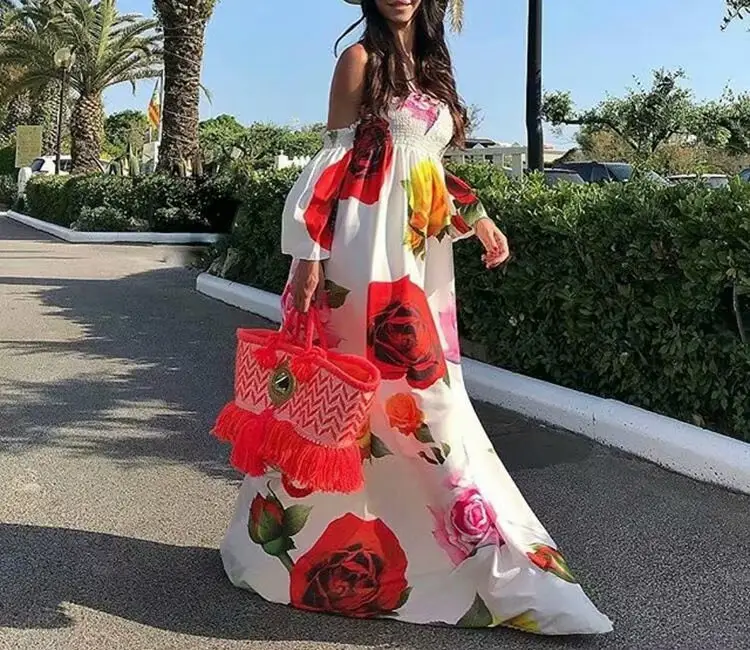 2022 femme mode personnalisé africain imprimé longues robes demi manches robes décontractées dames robe