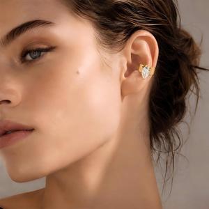 Pendientes de clip con circonita en forma de lágrima, resistentes al agua, antideslustre, de acero inoxidable, para mujer. - Product Image 1
