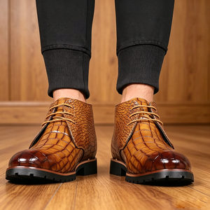 Nouvelles bottes à lacets en cuir PU de luxe pour hommes, chaussures décontractées <span class=keywords><strong>originales</strong></span>, style britannique, bottes d'automne et d'hiver - Product Image 1