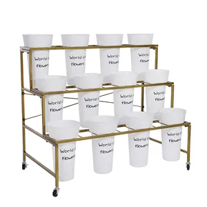 Nuovo arrivo Flower Tub Shelf fioristi Tool Flowers Bucket Holder Metal Stand Floor Rack espositore per fiori