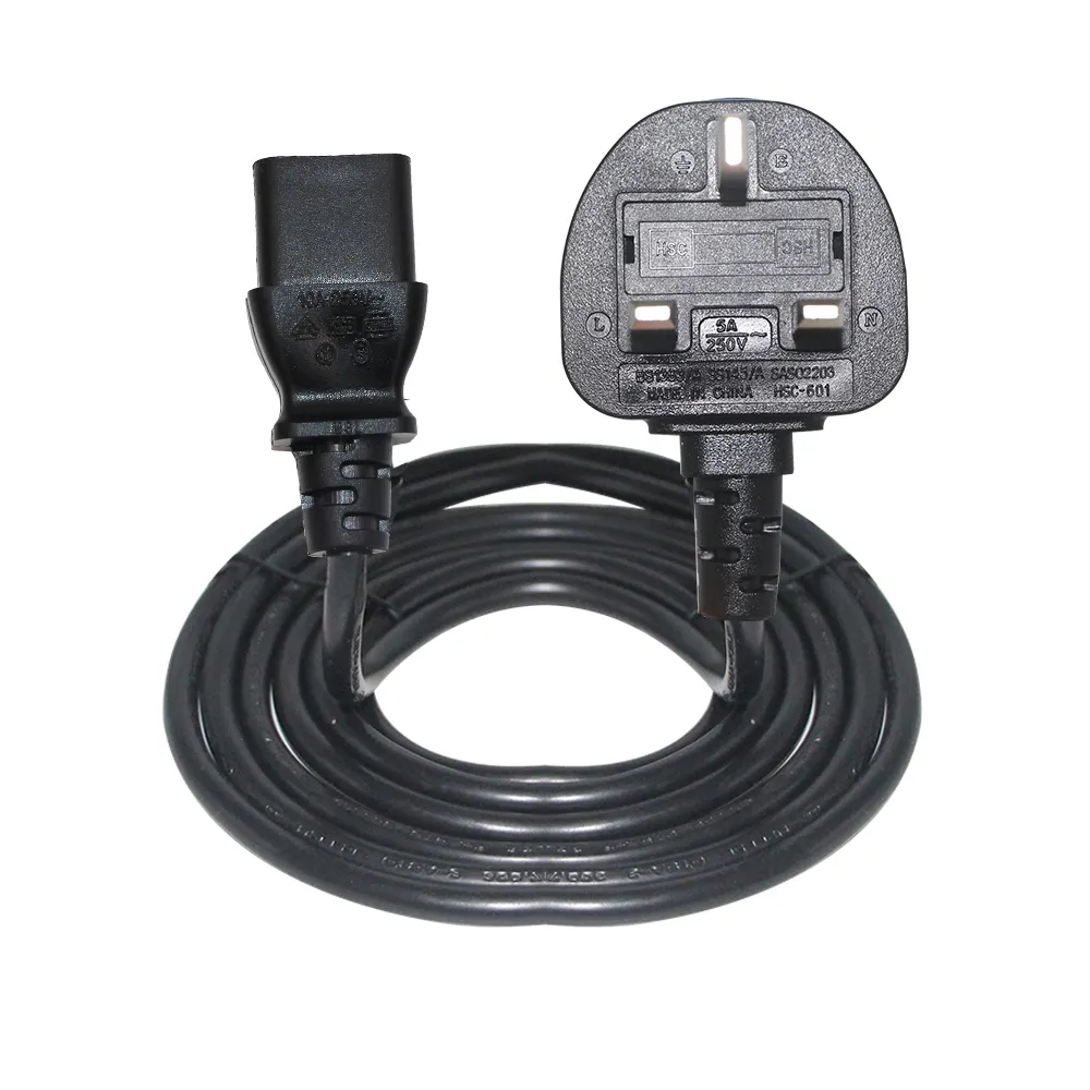 1.8m UK Computer Power Cord 3 Pin Mains Lead IEC 320 C13 to BS-1363 UK Plug Mains Power Cable Lead