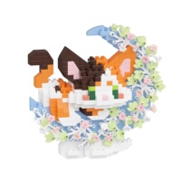 Lot de 516 blocs de construction en plastique Calico Cat, mignon chat porte-bonheur, fleur, lune, briques DIY, jouet éducatif, cadeau pour enfants, décoration de la maison