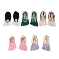 Chaussettes de yoga à cinq doigts pour femmes, couleur dégradée, à talon ouvert et sangle croisée, chaussettes de Pilates absorbant la transpiration, chaussettes de sport à doigts séparés