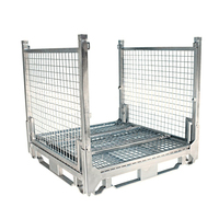 Conteneurs de stockage pour chariots élévateurs en acier haute capacité, personnalisés, semi-ouverts avec porte frontale, base en plaque, galvanisés, pliables, pour le stockage en vrac