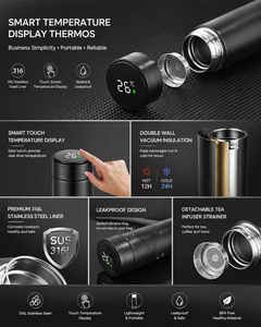 Thermos en acier inoxydable 201 personnalisé avec affichage intelligent de la température, cadeau d'entreprise pour femmes, logo personnalisé, promotionnel - Product Image 6