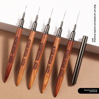 Pinceaux professionnels en bois de santal très fin pour nail art, lot de 5 pièces, différentes longueurs pour le dessin de lignes françaises