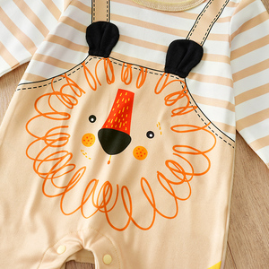 Tutina per Neonato con Simpatico Leone Cartoon |   Body a Maniche Lunghe per Neonati |    <span class=keywords><strong>Abbigliamento</strong></span> Morbido al Tatto per Neonati Beige 0-24 <span class=keywords><strong>Mesi</strong></span> |   OEM/ODM - Product Image 5