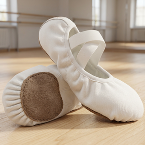 Chaussons de danse classiques unisexes en toile souple avec doublure en coton, semelle fendue, pour entraînement et pratique, débutant, faible MOQ, OEM, ODM, DDP - Product Image 3