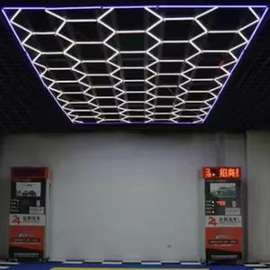 Bois intelligent suspendu en bois nid d'abeille plafond hexagone halo led lumières - Product Image 2