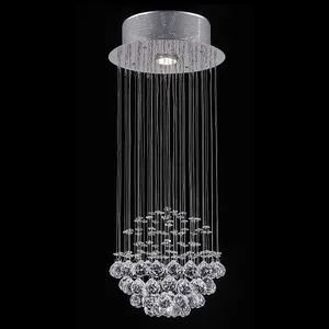 Indoor Hotel Lobby Chandeliers Pendant Lights Wedding Decoration Crystal Ball Line Chandelier Ceiling Lamp LED Clear Chrome 80
