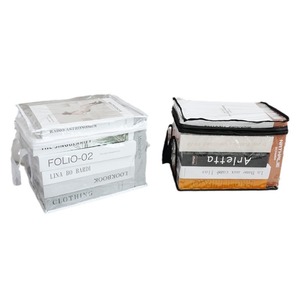Clothing Organizer <b>Storage</b> Bag Rectangle Foldable Book <b>Box</b> Student Classroom Use Black White Gray Solid Color - Product Image 4