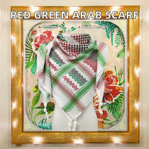 Châle Shemagh en coton pour homme, imprimé numérique, motif géométrique rouge et vert, carré, avec pompon, collection automne - Product Image 2
