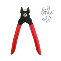 Pince à anneaux en C manuelle avec poignée en PVC rouge pour cage à poulets et lapins, scellage de saucisses, outil de fixation pour tapisserie