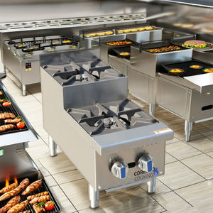 Estufa de Gas de 2 Quemadores de 12 Pulgadas, Placa Calefactora de Acero Inoxidable, Suministros para Restaurantes y Hoteles - Product Image 3