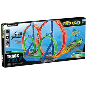 Jouets de bricolage, combinaison de piste de course à 4 boucles, piste de chemin de fer, comprend 2 voitures de traction - Product Image 4