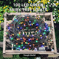 QHlunar Weihnachts-Außendekoration 100 LED Grüne Feenlichterkette 10M Dimmbar Batteriebetrieben IP44-Schutzklasse