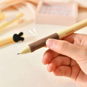 Креативная гелевая ручка с металлическим зажимом в виде кролика, симпатичная мультяшная Студенческая фирменная ручка черного цвета, ширина 0,5 мм, нейтральный цвет, пластик - Product Image 6