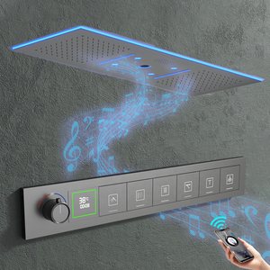 2025 Tik Tok Plafond 36*12Inch Regen & Waterval Led Douchekop Met Muzieksysteem Badkamer Thermostatische Led Douchekraan Set - Product Image 1