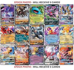 Lot de 5 cartes Pokémon ultra-rares - <span class=keywords><strong>V</strong></span>, Gx, Ex, variété assortie - Pas de doubles exemplaires - Product Image 5