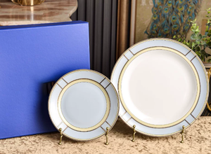 Green Rim Porcelain <b>Plate</b> Dinner <b>Plate</b> Salad <b>Plate</b> Serving Dish for Home Hotel Cafe - Product Image 2