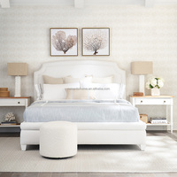 Lit plateforme King Size de luxe classique américain, rembourré en tissu de lin blanc, sur mesure, vente en gros d'usine, pour chambre principale de villa