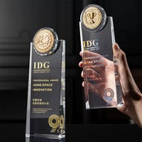 Décoration Design Clair K9 CrystalAward PlaqueTop Logo Trophée Métal Nouvelles Médailles Personnalisées Cercle Belle Boîte Cadeau Plaques De Sport